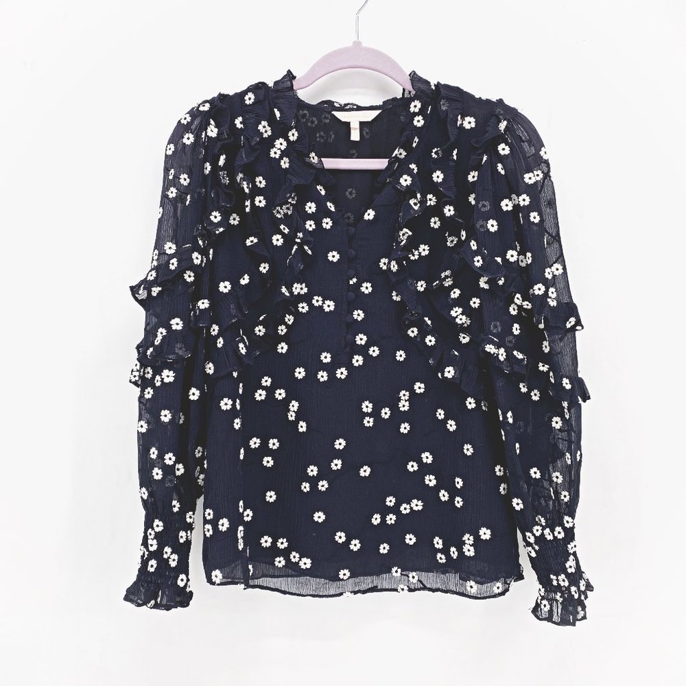 Rebecca Taylor Alessandra Embroidered Ruffle Top